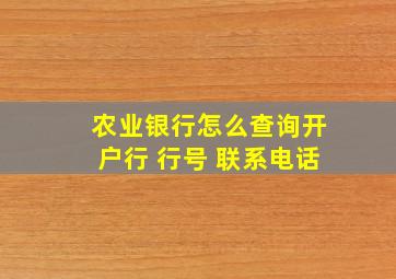 农业银行怎么查询开户行 行号 联系电话